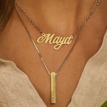 2 gouden naamketting model maya