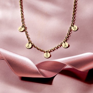 2 gouden naamketting rondjes met letters