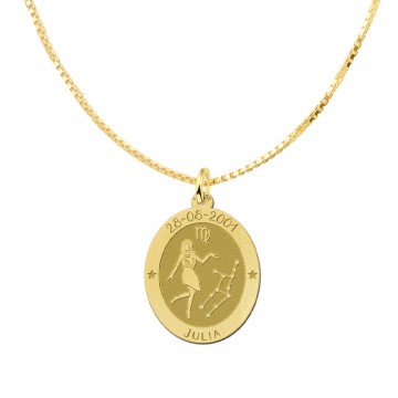 2 gouden ovale sterrenbeeld hanger boogschutter