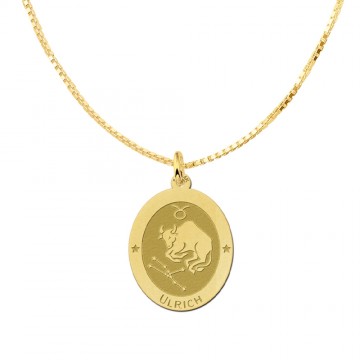 2 gouden ovale sterrenbeeld hanger leeuw