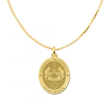 2 gouden ovale sterrenbeeld hanger maagd