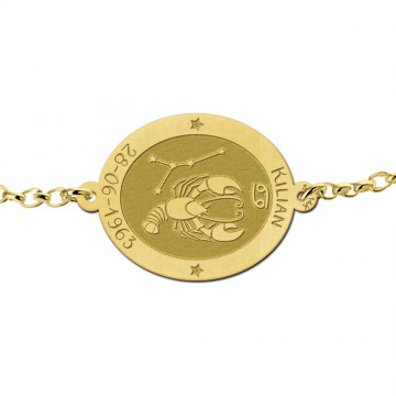 2 gouden sterrenbeeld armband ovaal kreeft