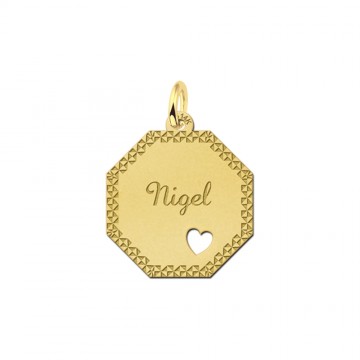 2 graveerplaat van goud met naam graveren en liefdeshart