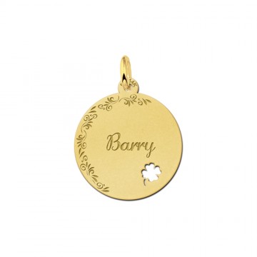 2 graveren in een elegante gouden hanger met klavertje 4