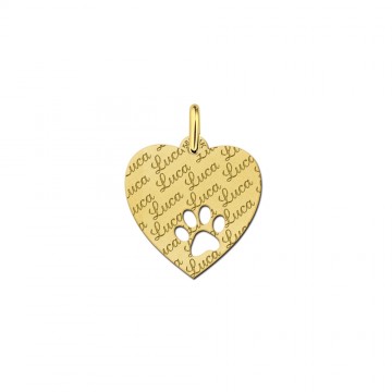 2 hartje goud met naamgravure en pootje