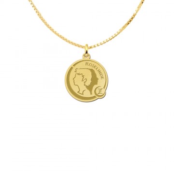 2 sterrenbeeld ketting met gravure tweeling van goud