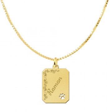 3 goud hanger recht met bloemrand en pootje