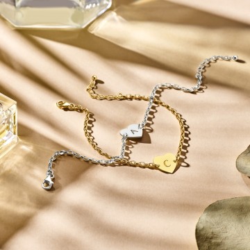 3 gouden armband met letter hart