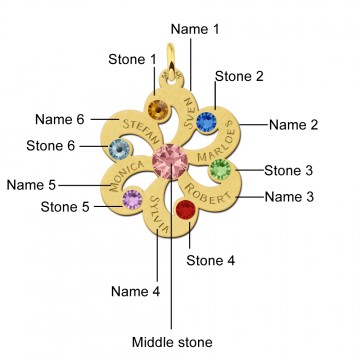 3 gouden bloem hanger met stenen