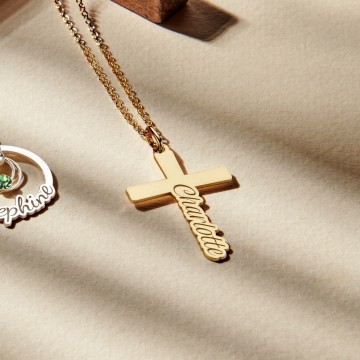 3 gouden communie kruis met naam