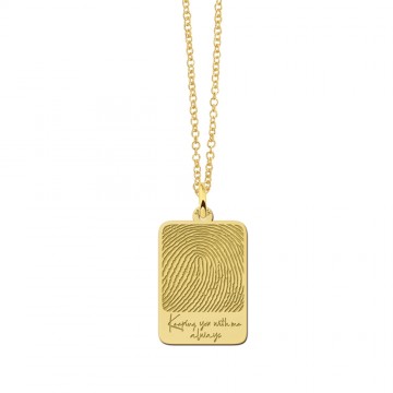 3 gouden dogtag hanger met vingerafdruk en eigen tekst