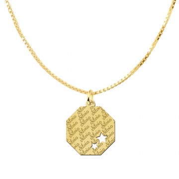 3 gouden graveerplaat met naamgravure en 2 sterren