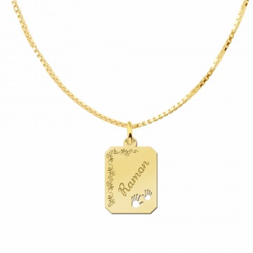 3 gouden hangertje met naam en bloemrand