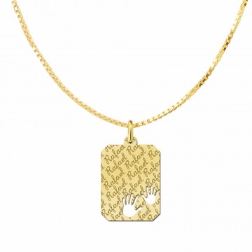 3 gouden hangertje met naamgravure en handjes