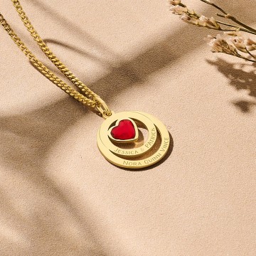 3 gouden ketting met swarovski steen in hartvorm