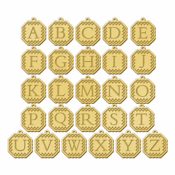 3 gouden letter hanger bewerkte rand