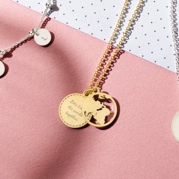 3 gouden minimalistische wereldbol hanger met gravure