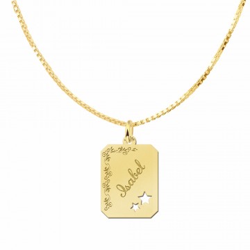 3 gouden naamplaatje met gravure en sterretjes
