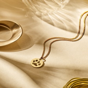 3 gouden ronden hanger met pootafdruk