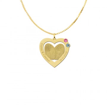 3 gouden vingerafdruk hanger met swarovski geboortestenen