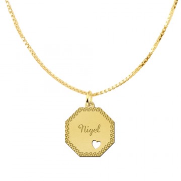 3 graveerplaat van goud met naam graveren en liefdeshart