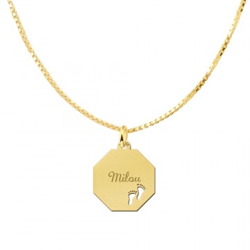 3 graveerplaat van goud met twee voetjes