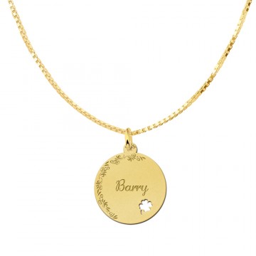 3 graveren in een elegante gouden hanger met klavertje 4