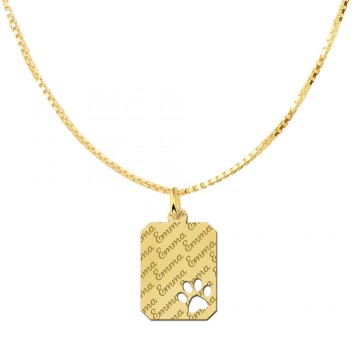 3 hanger goud recht naamgravure met pootje