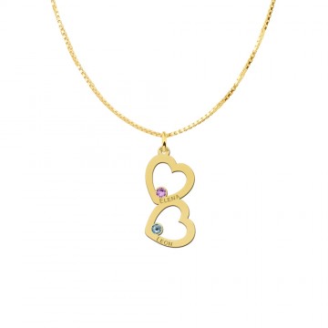 3 hanger met twee harten van 14 karaat goud