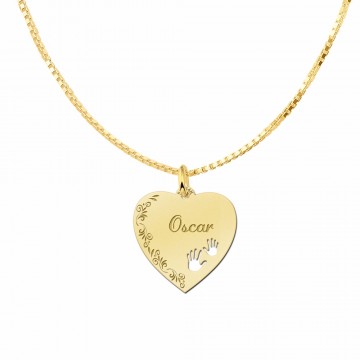 3 hart met naam en bloemrand