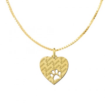 3 hartje goud met naamgravure en pootje
