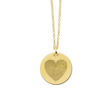 3 ronden gouden hanger met vingerafdruk in hartvorm
