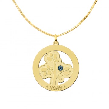 3 stamboomhanger van goud met geboortesteen