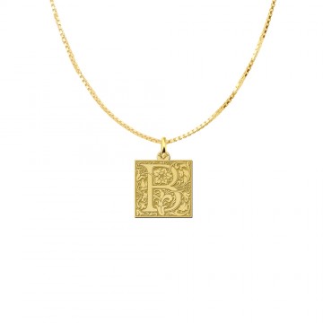 3 vierkante sier letter ketting goud