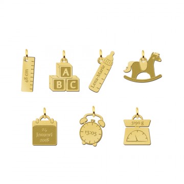 4 gouden bedelarmband met zeven geboorte bedels