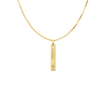 4 gouden communie bar hanger met naam