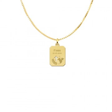 4 gouden communie hanger met gravure