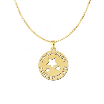 4 gouden hanger sterretjes met naam en datum