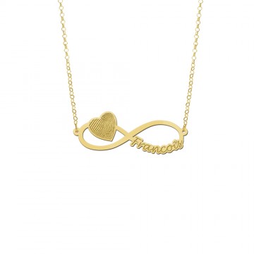 4 gouden infinity sieraad met vingerafdruk
