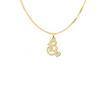 4 gouden letter hanger krul zirkonia