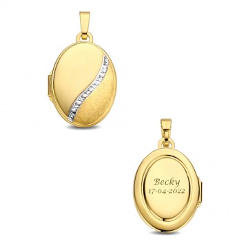 4 gouden ovaal medaillon met sierlijke lijn