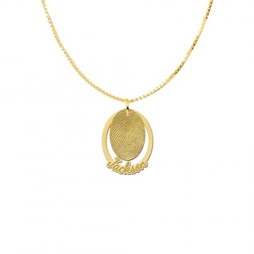 4 gouden vingerafdruk hanger tweedelig ovaal