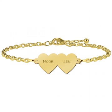Armband met twee hartjes van goud