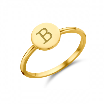 Disc gouden zegelring met een initiaal