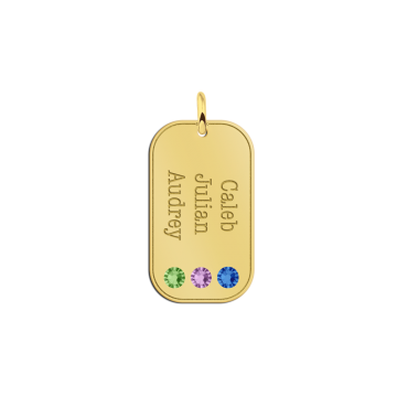 Drie geboortestenen in een gouden hanger