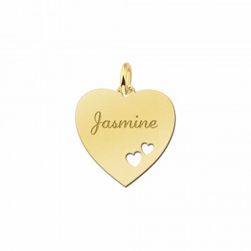 Goud hart met 2 hartjes