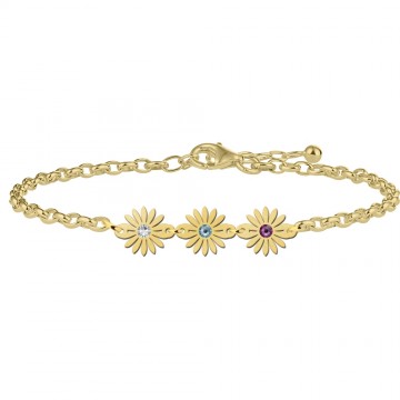 Gouden armband drie madeliefjes geboortestenen