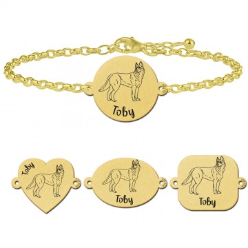Gouden armband met gravure husky