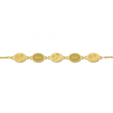 Gouden armband met namen en voetjes