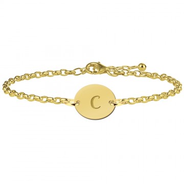 Gouden armbandje met letter ovaal